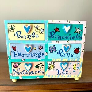 Lillian Vernon Girls Hand Painted Wooden Jewelry Box